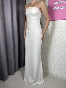 Safiyaa Soshin Long Dress Strapless Heavy Crepe Gown Ivory Fitted New Size Fr 38 - Picture 1 of 20