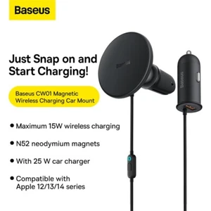 Baseus Magnetic Car Wireless Charger Phone Holder Stand 40W Fast Charging C USB - Picture 1 of 29