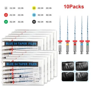 10x Dental Niti Rotationsfeilen Wurzelkanal Endo V blau Motor Einsatz 25mm 04 #15-#40 - Bild 1 von 15