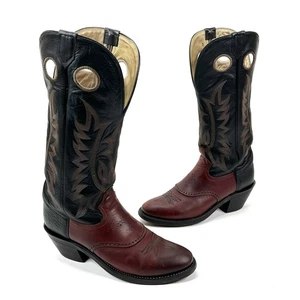 Tony Lama Tall Buckaroo 6861 Western Leather Cowboy Boots Mens 8.5 D Brown Black - Picture 1 of 14