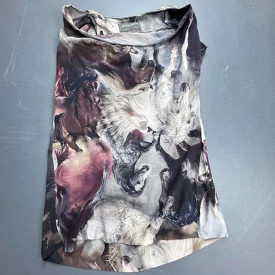 Mini Vestido AllSaints Sin Tirantes Para Mujer 10 Gris Seda Caballo Gráfico Drapeado Boho Foto 1 de 4