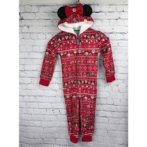 Pijama de una pieza Minnie Mouse de vacaciones de Navidad de los parques de Disney para jóvenes niños XS rojo - Imagen 1 de 14