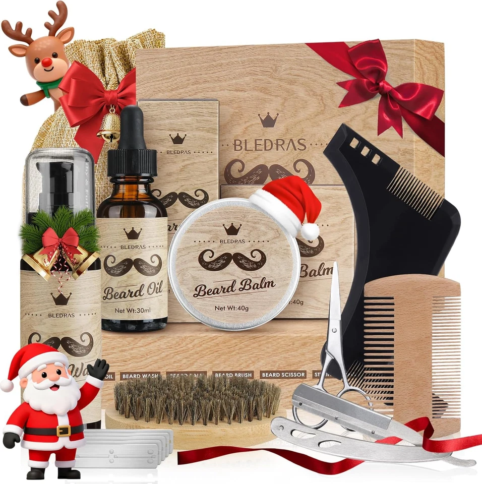 BESUCHE DEN BLEDRAS-STORE Bartpflege Set Für Männer, 11 in 1 Hochwertig Bart Männergeschenke, Bartshampoo,