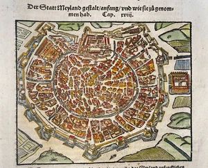 MILAN ITALY 1564 MUNSTER SEBASTIAN ANTIQUE WOOD ENGRAVED VIEW 16TH CENTURY - Picture 1 of 3