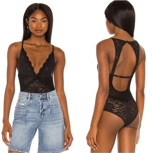 NWT Free People Speed Date Black Lace Bodysuit Size XS - Black Strappy Lingerie - Picture 1 of 6