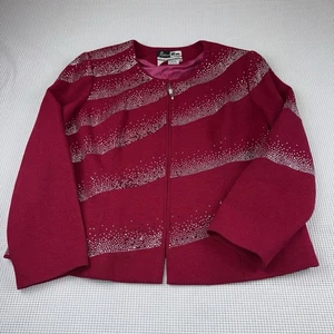 Blazer/giacca donna Ben Marc International in maglia taglia 20, magenta, zip intera - Foto 1 di 13