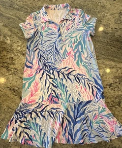 Lilly Pulitzer Mädchen XL Sadie Polokleid Aqua Blau & Pink - Bild 1 von 6