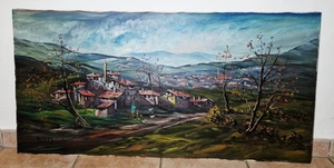 MARIA PIA DE ANGELIS - PAESAGGIO MONTANO - TELA DIPINTA AD OLIO - 120x60 cm - Foto 1 di 1