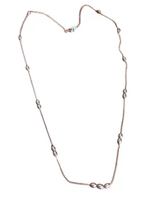 Vintage Silver Tone Oval Bead Stations Chain Necklace Spring Ring Estate 22" - Picture 1 of 4
