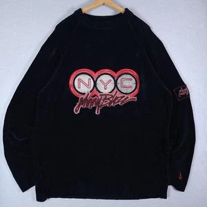 Vintage Johnny Blaze Sweater Mens XL Black Ribbed Y2K Hip Hop Streetwear Baggy - Picture 1 of 8