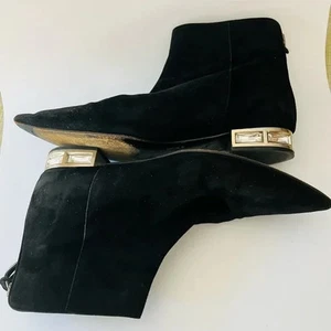 Miu Miu Ankle Booties Black Suede - Crystal Heels - U.S. Size 9 - Made In Italy - Picture 1 of 10