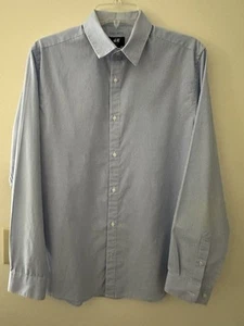 H&M, Camisa de Vestir Hombre Manga Larga, Rayas Azules y Blancas, Talla Mediana - Imagen 1 de 8