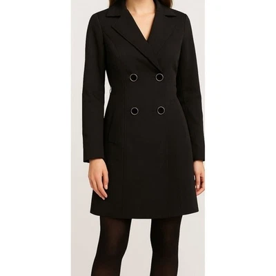 Chaqueta gabardina Bebe negra de doble botonadura para mujer talla S manga larga elegante Foto 1 de 4
