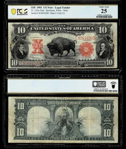 FR.#122M 1901 $10 LEGAL TENDER BISON NOTE "MULE" PLATE# A26/333 PCGS VF25 - Picture 1 of 1