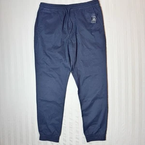 Pantalones de cintura elástica Volcom Road Trip negros para hombre grandes con cordón - Imagen 1 de 15