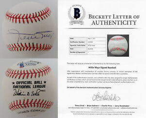 Willie Mays San Francisco Giants autographed NL baseball Beckett COA Letter