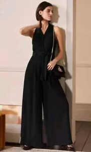 Boden Black Tuxedo Jumpsuit Wide Leg D0109 SIZE UK 12R BRAND NEW RRP £150 P2 - Picture 1 of 10