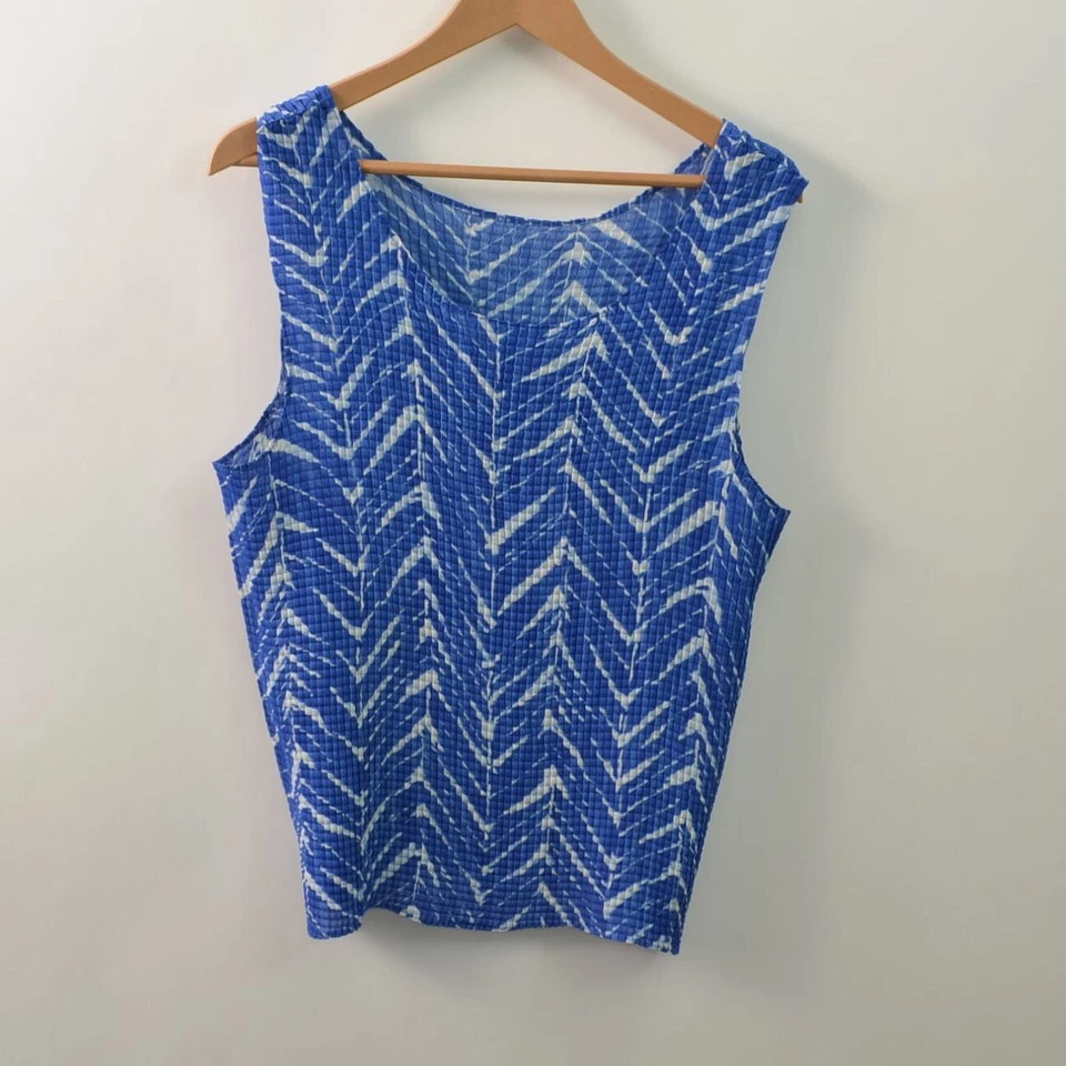 Blusa sin mangas Impressions para mujer 3X poliéster azul elástico Foto 1 de 4