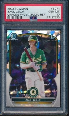 PSA 10 ZACH/ZACK GELOF 1st 2023 Bowman Chrome ATOMIC REFRACTOR A's RC GEM MINT - Image 1 of 3