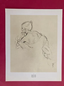 Poster René GRUAU Paquin 1948 étude illustration dessin portrait study mode deco - Picture 1 of 3