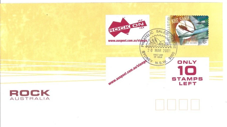 Rock Australia 2001 - P & S Tabs FDC - sin dirección Foto 1 de 1