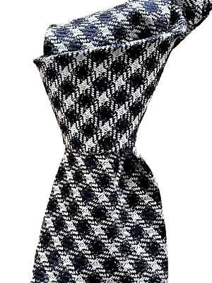 $250 NUEVO CON ETIQUETAS TOM FORD Azul Marino con Puntada Azul Cuadros 3.75” Tejido Seda Lino Cuello Corbata ITALIA Foto 1 de 4
