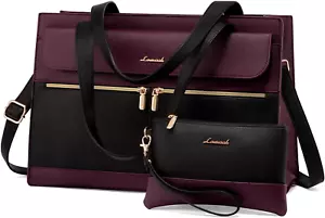 Laptoptasche für Damen 15,6 Zoll Tragetasche Arbeit Profi Leder Computer Aktentasche - Bild 1 von 12