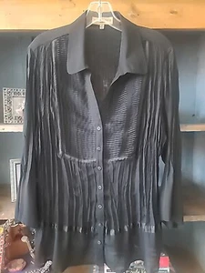 Camicia/camicetta pintuck nera trasparente taglia XXL - Foto 1 di 5