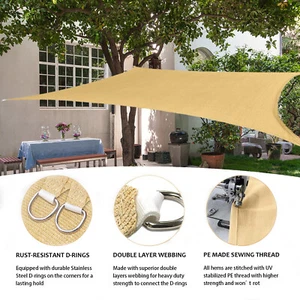 Breathable Shade Sail Patio Awning Outdoor Garden Pool Sun Canopy Shelter Cover - Picture 1 of 14