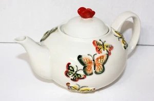 Pier 1 Imports Ceramic Butterfly Porcelain Teapot w/ Lid  - Picture 1 of 10