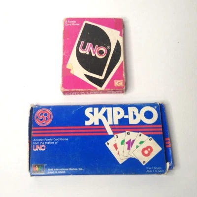 Vintage 1979 Uno 1986 Skip-Bo Card Games, Complete Box, Instructions - Image 1 of 4