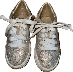 LINK Schuhe Mädchen 10 Gold Glitzer Strass Tennisschuhe Anziehschuhe - Bild 1 von 3