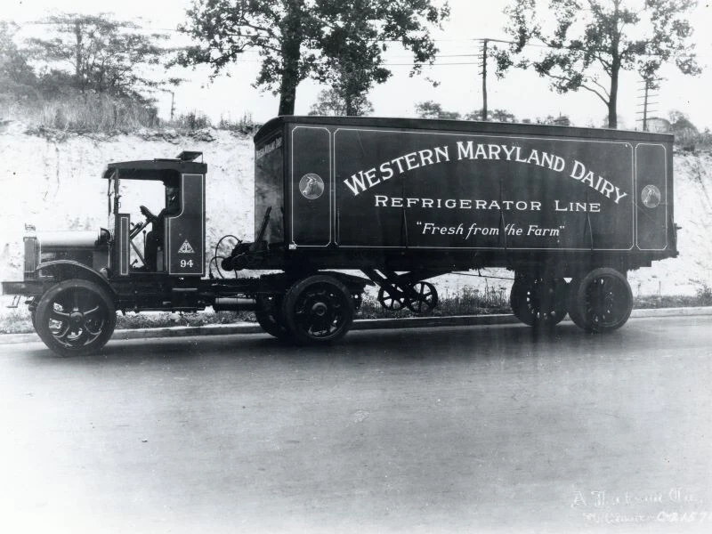 Camión y remolque blanco, Western Maryland Dairy NUEVO LETRERO DE METAL: 9x12" envío gratis Foto 1 de 1