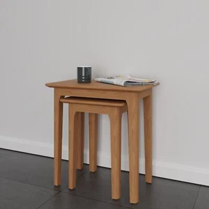 Natland Nest Of 2 Tables Solid Wood Side End Coffee Living Room Furniture - Picture 1 of 5