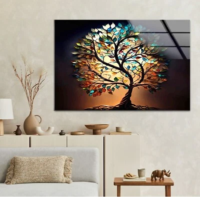 Life of Tree Brown Glass Wall Art - Image 1 of 4