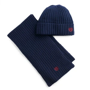 Men's Chaps Ribbed Knit Hat & Scarf Set Color Navy MSRP $60 - Picture 1 of 6