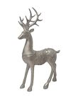 Vintage Large Silver Reindeer with Gemstones Saddle Christmas Centerpiece 18"