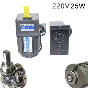 25W AC Gear Electric Motor Variable Speed Controller Reversible + Bracket&Switch - Imagen 1 de 11