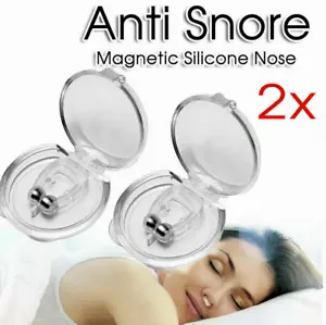 2x Anti Snore Magnetic Silicone Nose Clip Stop Snoring Apnea Aid Device Stopper - Picture 1 of 8
