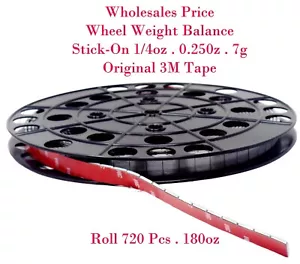 1 Roll 720 Pcs . 180oz Stick-on Wheel Weight Balance 3M Red Tape 1/4 0.25oz 7g - Picture 1 of 1