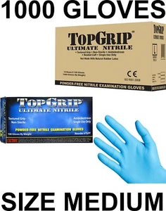 TOPGRIP Blue Nitrile Exam Gloves, 6 mil, Powder Free, Case of 1000 Size M MEDIUM - Picture 1 of 3