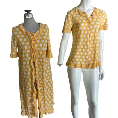 Vintage 60s French  Nylon Polka Dot Cardy And Cami Ruffled Jckt & top Mod - Image 1 of 4