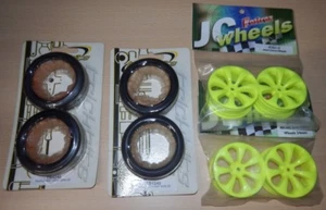 1/10 Trickbits 24mm 7 Speichen gelb Rad + Trickbits Slick Reifensatz NEU - Bild 1 von 1