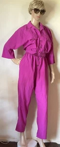 Mono Vintage Años 80 Rosa Con Botones con Cinturón y Bolsillos Hecho en EE. UU. Talla 10 - Imagen 1 de 16