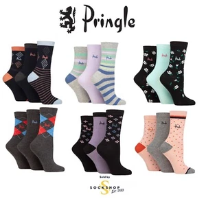 Pringle Women's Socks- Patterned Cotton and Recycled Polyester 3 Pairs Sizes 4-8 - Picture 1 of 29
