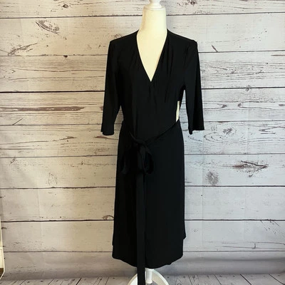Kiyonna Dress Womens Size 1X Black Essential Wrap V Neck Minimalist Classic - Image 1 of 4
