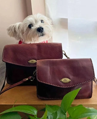 Juego de Cartera Bandolera de Cuero Años 70 | Marca The Bridge | Cartera Pequeña Mediana Vintage Foto 1 de 4