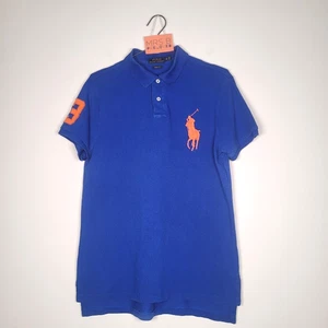 Polo Ralph Lauren Poloshirt Big Pony Blau Orange Medium Custom Fit Logo Preppy - Bild 1 von 12
