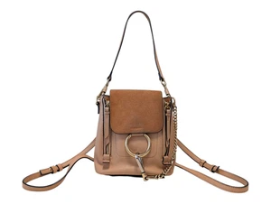 Chloe Faye Mini Backpack Bag Leather Suede Beige Orange Authentic - Picture 1 of 24