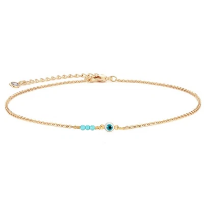 Gold Dainty Evil Eye Choker Necklace,14K Gold Plated Cute Tiny Three Blue Tur... - Image 1 of 4